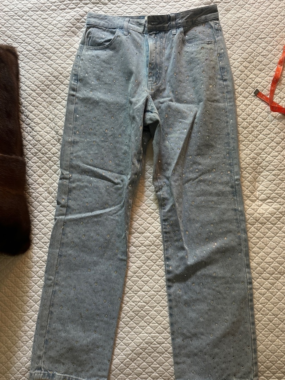 Show Me Your MuMu Light Blue Studded Straight Jeans